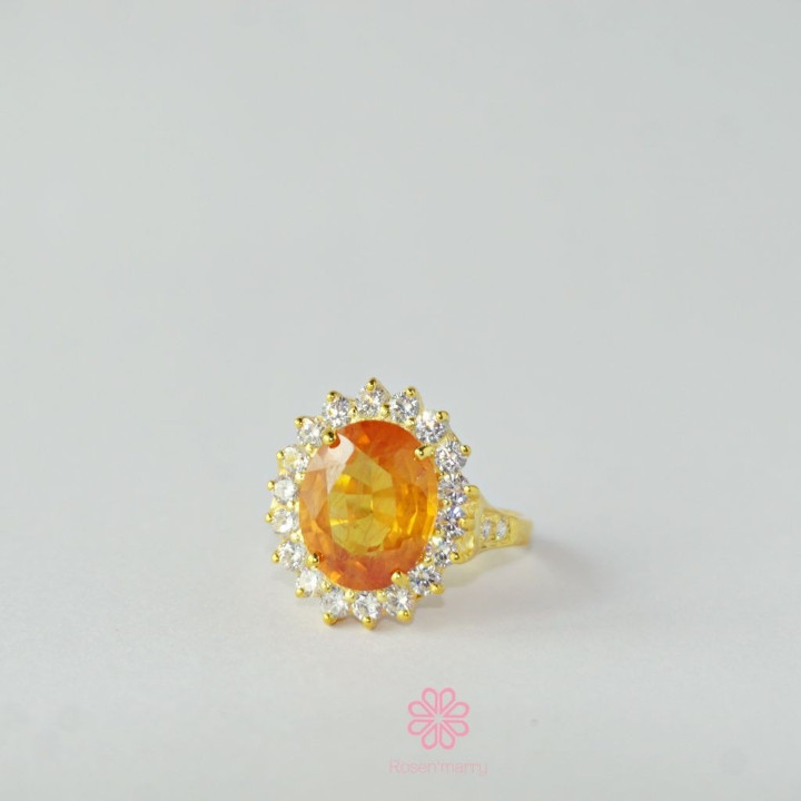Bague en argent sterling ornée d'un saphir jaune véritable de 7,5 carats