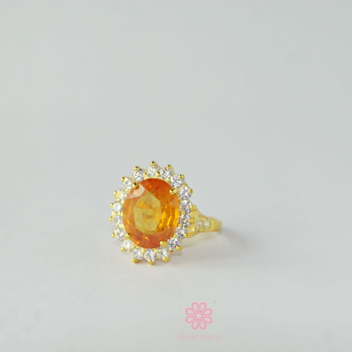 Bague en argent sterling ornée d'un saphir jaune véritable de 7,5 carats