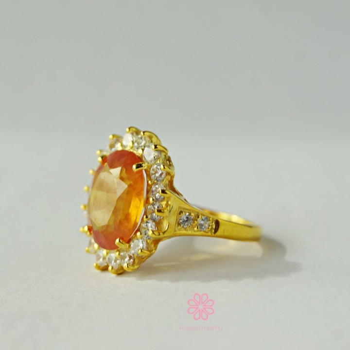 Bague en argent sterling ornée d'un saphir jaune véritable de 7,5 carats