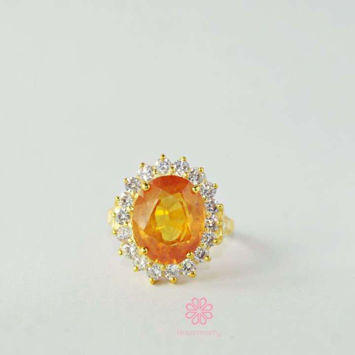 Bague en argent sterling ornée d'un saphir jaune véritable de 7,5 carats