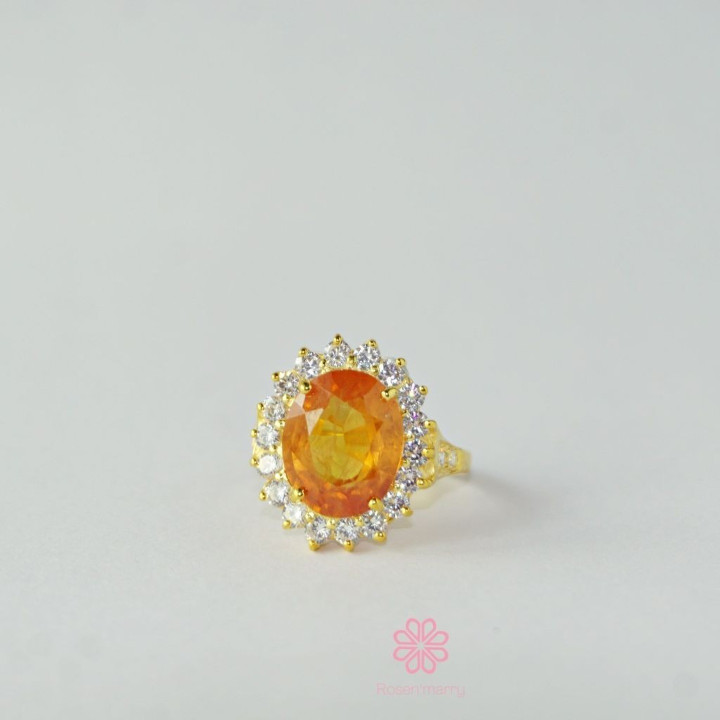 Bague en argent sterling ornée d'un saphir jaune véritable de 7,5 carats
