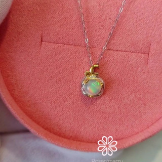 Sterling Silver Opal Necklace | Good Fortune and Charm RN087