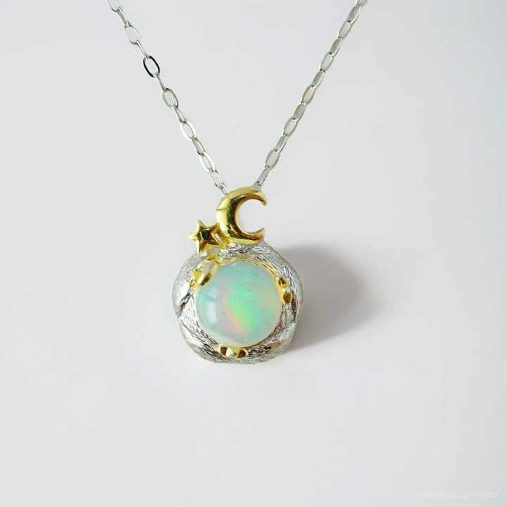 Sterling Silver Opal Necklace | Good Fortune and Charm RN087