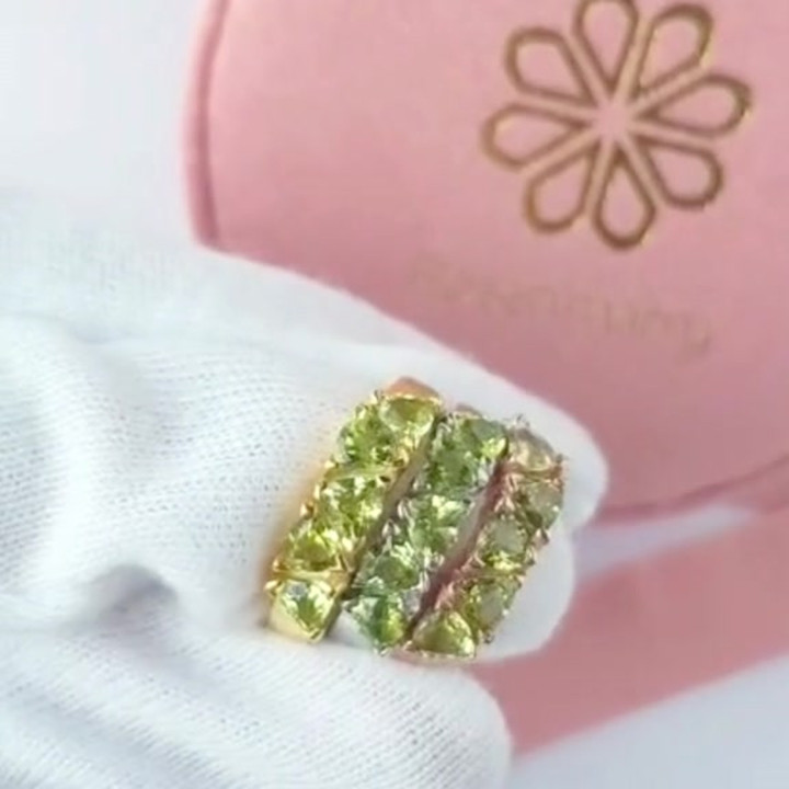 Bague en péridot et argent sterling | Plaqué or rose | Pierre porte-bonheur