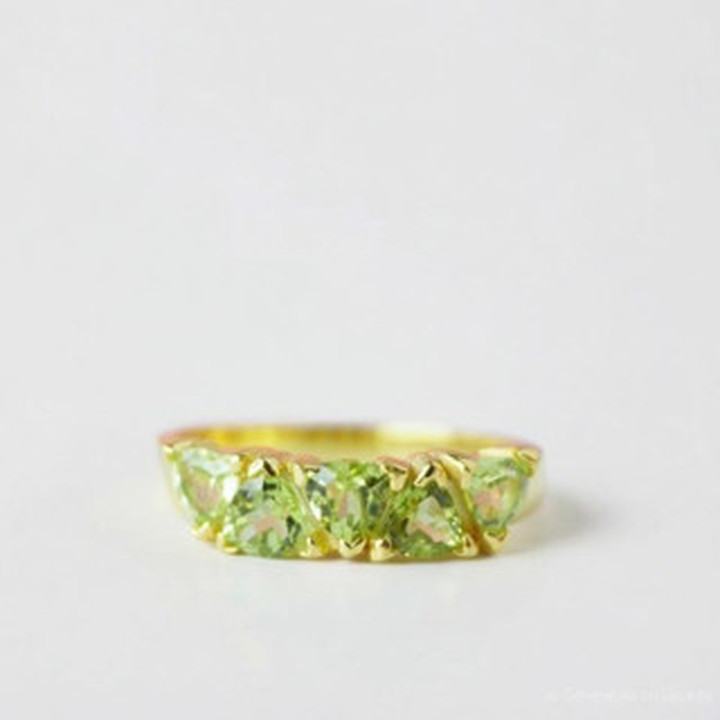 Bague en péridot et argent sterling | Plaqué or rose | Pierre porte-bonheur