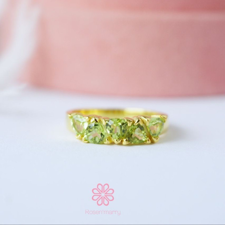 Bague en péridot et argent sterling | Plaqué or rose | Pierre porte-bonheur