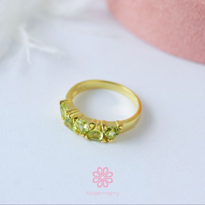 Bague en péridot et argent sterling | Plaqué or rose | Pierre porte-bonheur