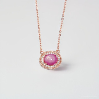 Pink Gold Ruby Necklace | Sterling Silver and Gemstone Luck Charm