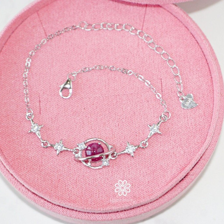 Echtes Rubinarmband | 925er Sterlingsilber, Glücksbringer