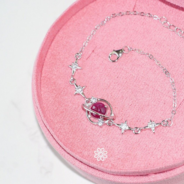 Echtes Rubinarmband | 925er Sterlingsilber, Glücksbringer
