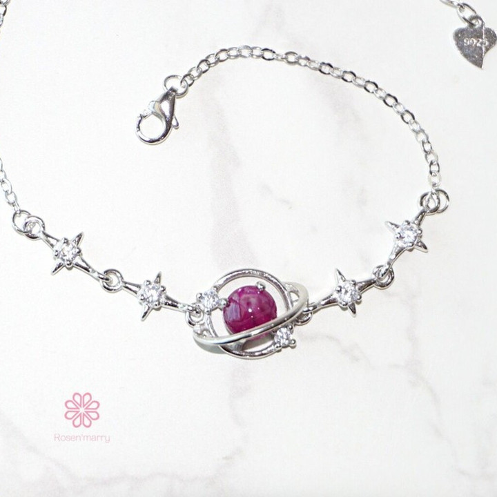 Echtes Rubinarmband | 925er Sterlingsilber, Glücksbringer