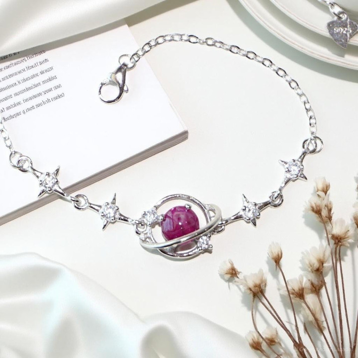 Echtes Rubinarmband | 925er Sterlingsilber, Glücksbringer