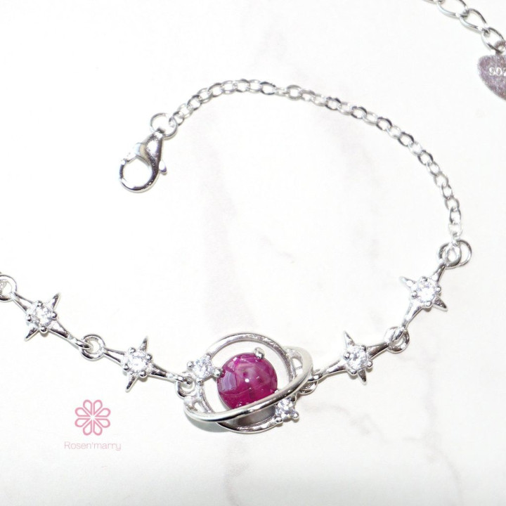 Echtes Rubinarmband | 925er Sterlingsilber, Glücksbringer