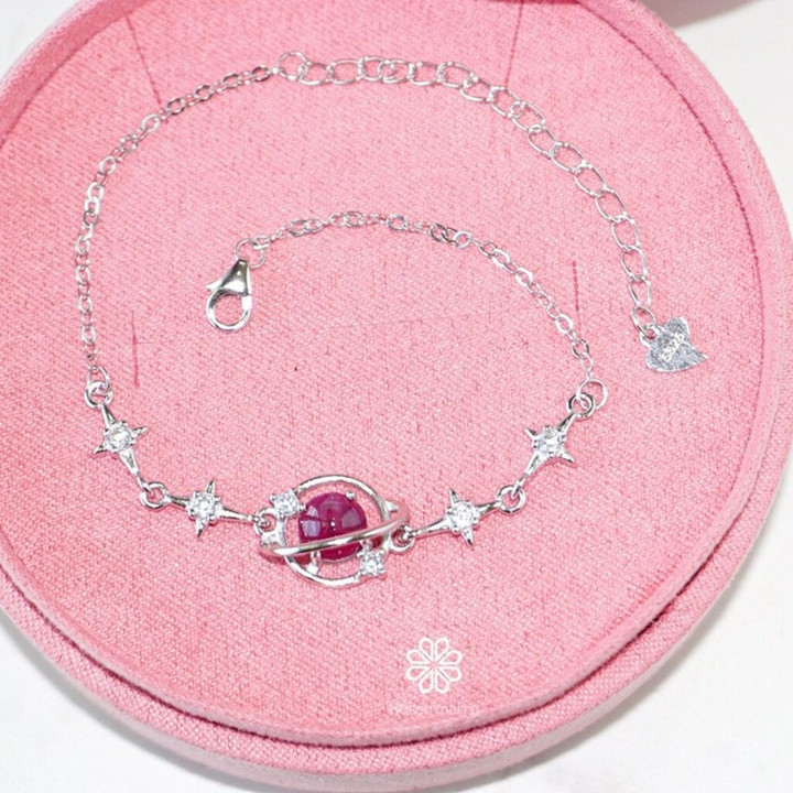 Echtes Rubinarmband | 925er Sterlingsilber, Glücksbringer