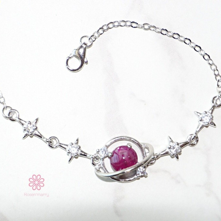 Echtes Rubinarmband | 925er Sterlingsilber, Glücksbringer