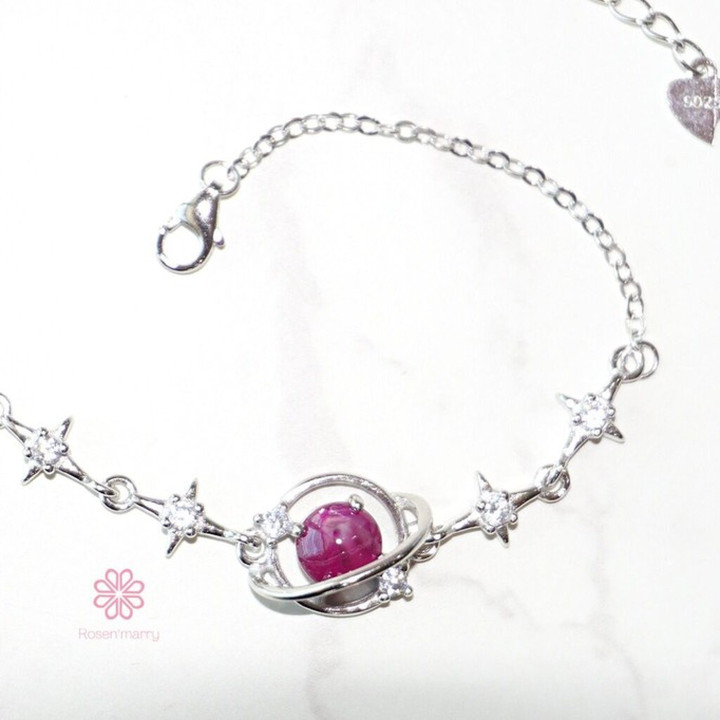 Echtes Rubinarmband | 925er Sterlingsilber, Glücksbringer
