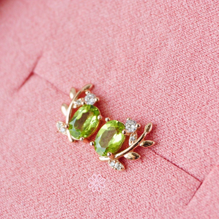 Pendientes de hoja de olivo con peridoto de plata de ley - Rosen'marry