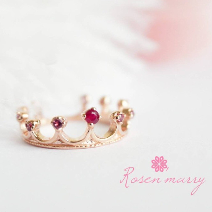 Bague couronne en argent sterling et rubis - Hypoallergénique, style quotidien