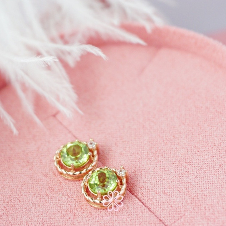 Pendientes de peridoto en bruto: Plata de ley, amuleto de buena fortuna