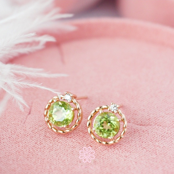 Pendientes de peridoto en bruto: Plata de ley, amuleto de buena fortuna