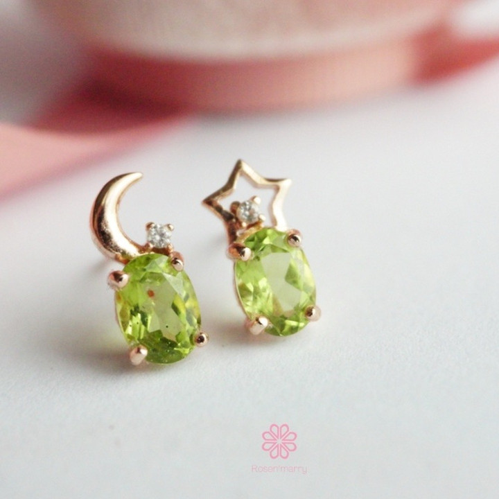 Ohrringe aus rohem Peridot – Echte grüne Edelsteine ​​| Sterlingsilber