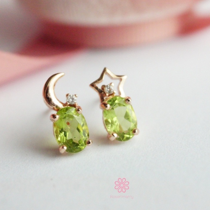 Ohrringe aus rohem Peridot – Echte grüne Edelsteine ​​| Sterlingsilber