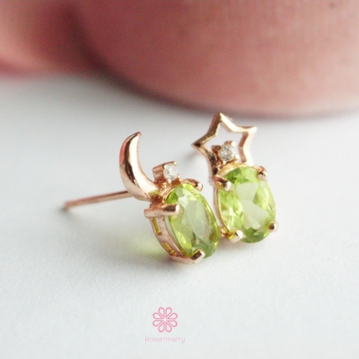 Ohrringe aus rohem Peridot – Echte grüne Edelsteine ​​| Sterlingsilber