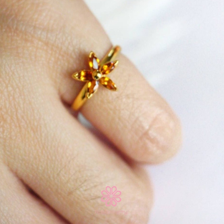 Bague fleur en argent sterling et citrine | Véritable pierre précieuse