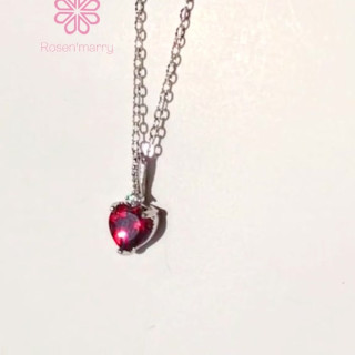 Sterling Silver Garnet Heart Pendant Necklace - Rosen'marry