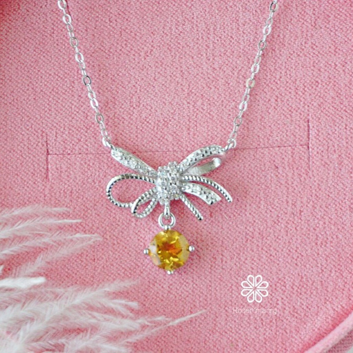 Citrine Necklace | Sterling Silver | Genuine Gemstone | Good Fortune