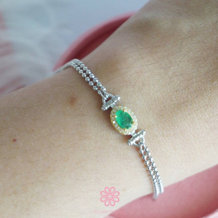 Bracelet en émeraude véritable et argent | Bijoux en pierres précieuses Rosen'marry