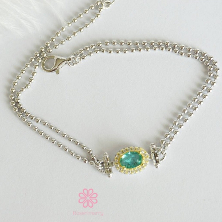 Bracelet en émeraude véritable et argent | Bijoux en pierres précieuses Rosen'marry
