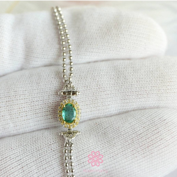 Bracelet en émeraude véritable et argent | Bijoux en pierres précieuses Rosen'marry