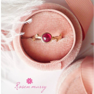 Deep Red Ruby Ring | Sterling Silver and Wooden Design