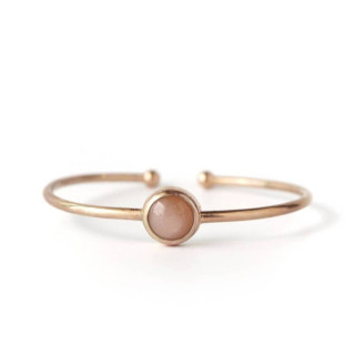 Peach Moonstone Bracelet | Rose Gold and Sterling Silver