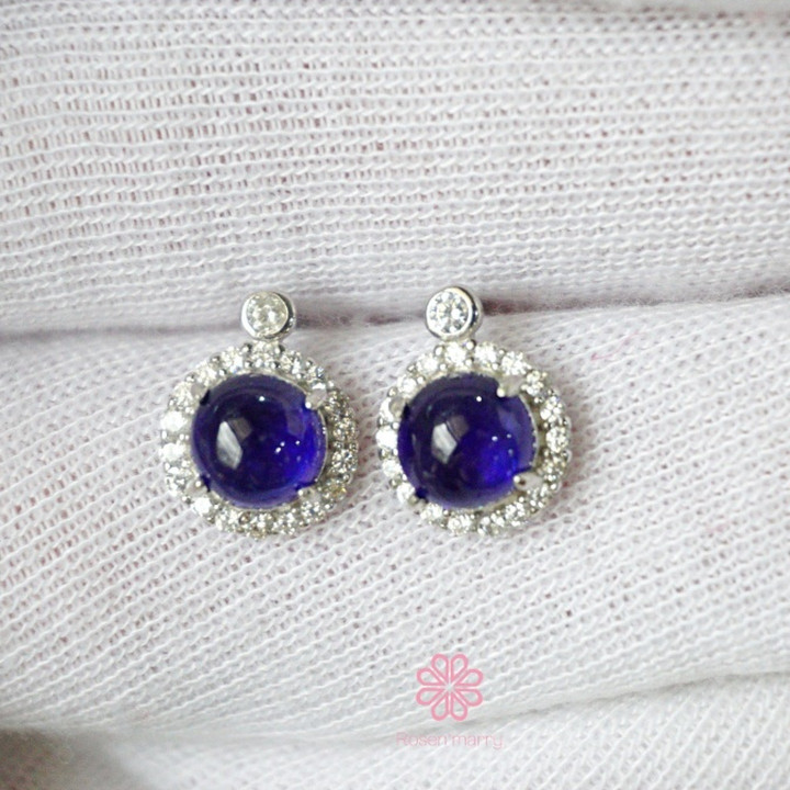 Pendientes de zafiro auténtico | Plata de ley de 6 mm | Rosen'marry