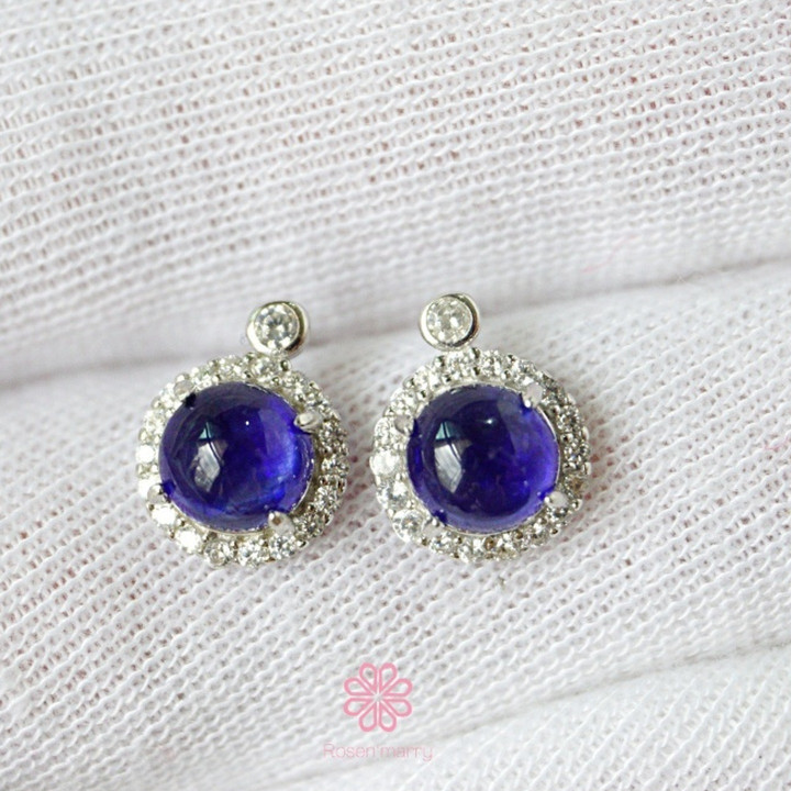 Pendientes de zafiro auténtico | Plata de ley de 6 mm | Rosen'marry