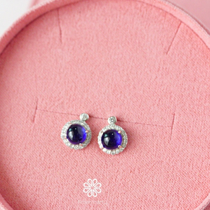 Pendientes de zafiro auténtico | Plata de ley de 6 mm | Rosen'marry
