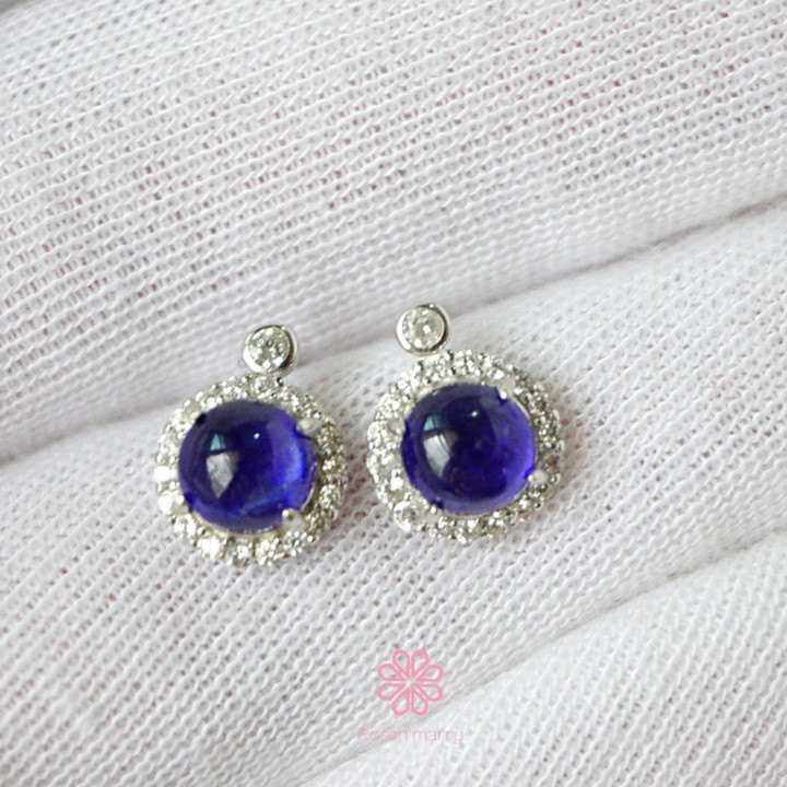 Pendientes de zafiro auténtico | Plata de ley de 6 mm | Rosen'marry