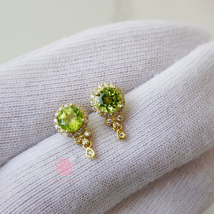 Boucles d'oreilles péridot | Argent sterling 925 plaqué or | Rosen'marry