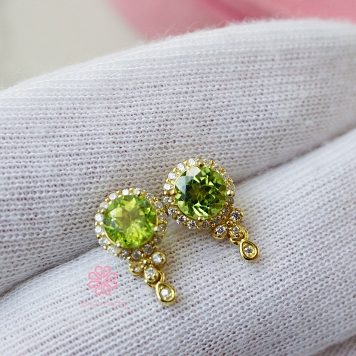 Boucles d'oreilles péridot | Argent sterling 925 plaqué or | Rosen'marry