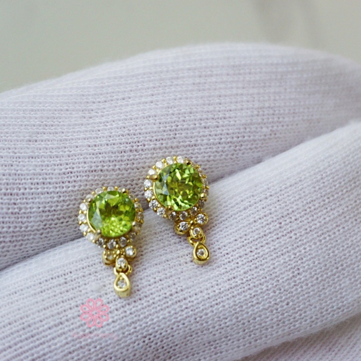 Boucles d'oreilles péridot | Argent sterling 925 plaqué or | Rosen'marry