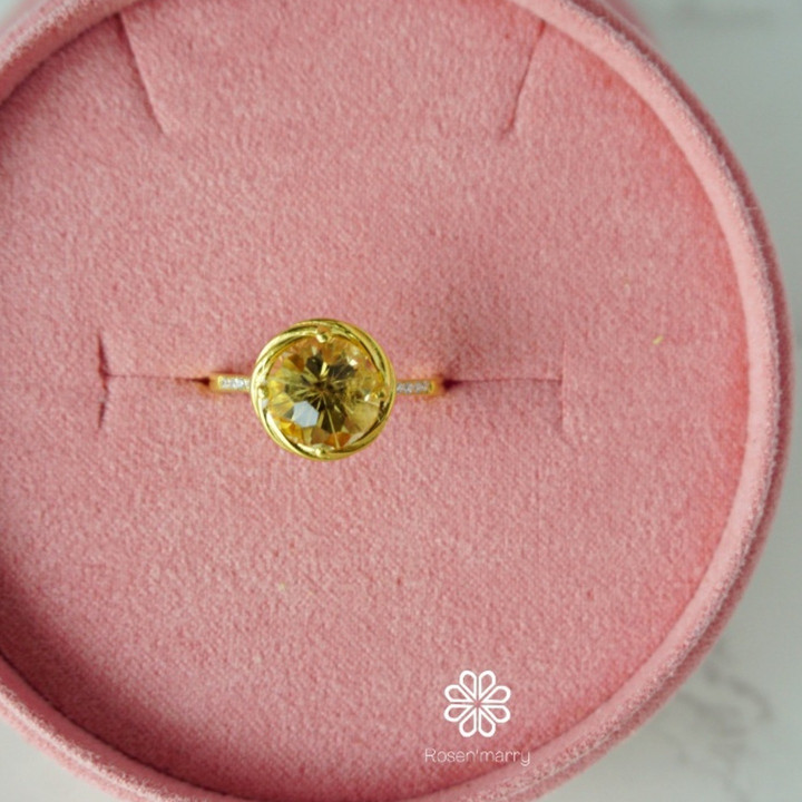 Sterling Silver Citrine Ring - Genuine Gemstone Jewelry