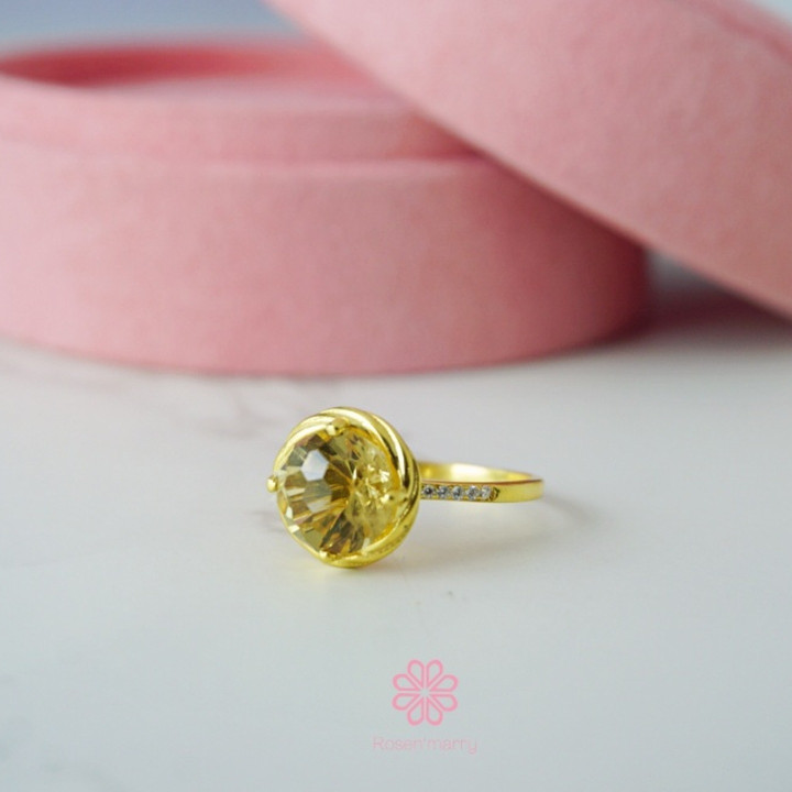 Sterling Silver Citrine Ring - Genuine Gemstone Jewelry