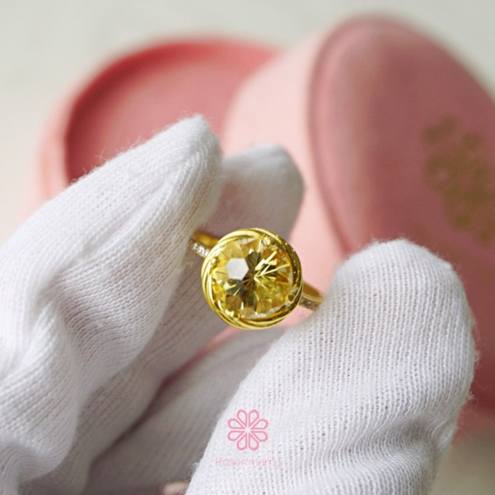 Sterling Silver Citrine Ring - Genuine Gemstone Jewelry
