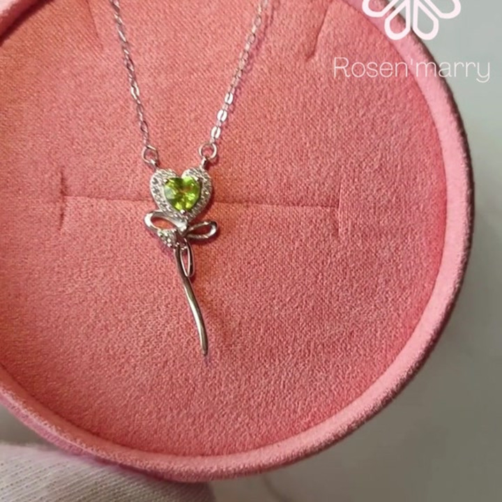 Sterling Silver Peridot Heart Necklace - Romantic Gift