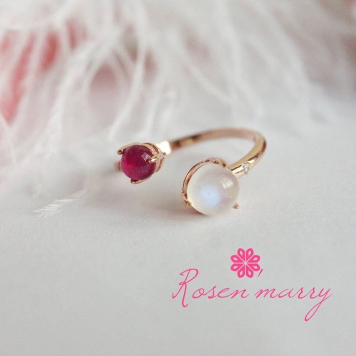 Bague en pierre de lune et pierres précieuses | Argent sterling | Design unique