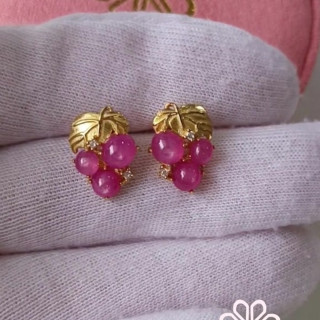 Genuine Ruby Grape Earrings | 925 Sterling Silver, Gold Plated