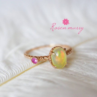 Genuine Opal and Ruby Ring | Sterling Silver | Luck Charm