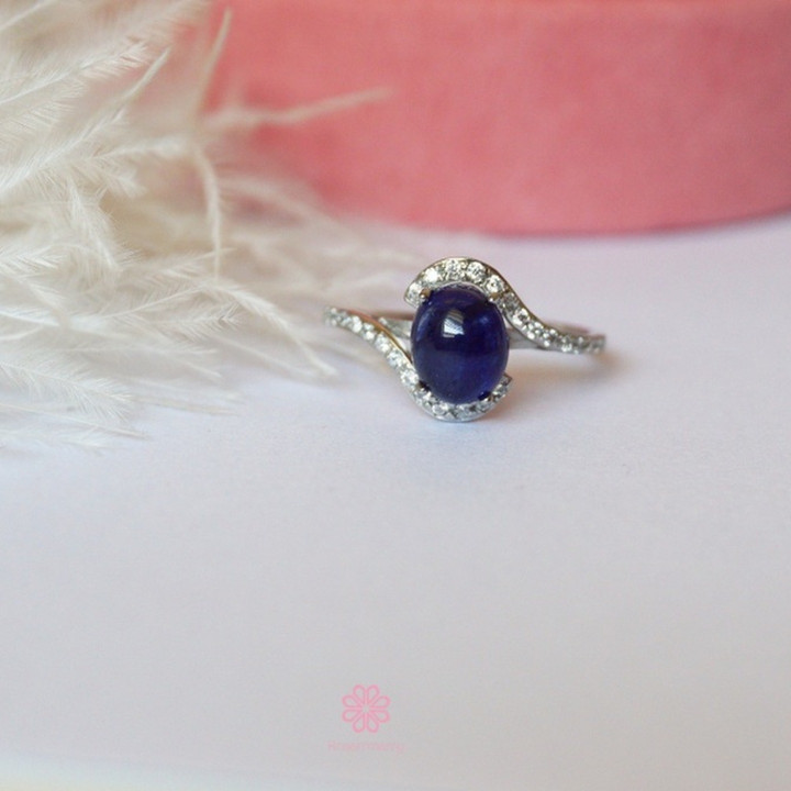 Bague en saphir véritable | Argent sterling et certificat inclus